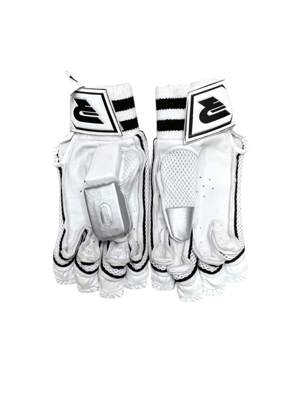 RUN Machine Striker Batting Gloves (White) Premium Grip, Protection & Power Performance