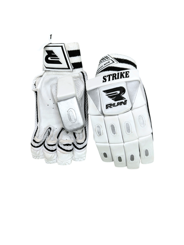 RUN Machine Striker Batting Gloves (White) Premium Grip, Protection & Power Performance