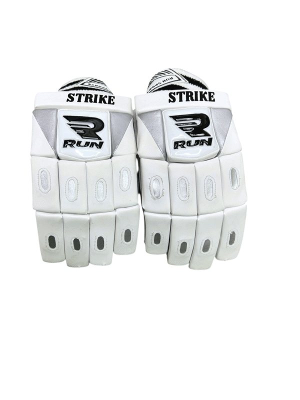 RUN Machine Striker Batting Gloves (White) Premium Grip, Protection & Power Performance