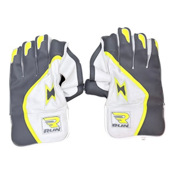IMG_0872-Photoroom RUN Machine Premium Wicket Keeping Gloves (Grey, White & Neon Yellow) – Superior Grip, Comfort & Match Performance