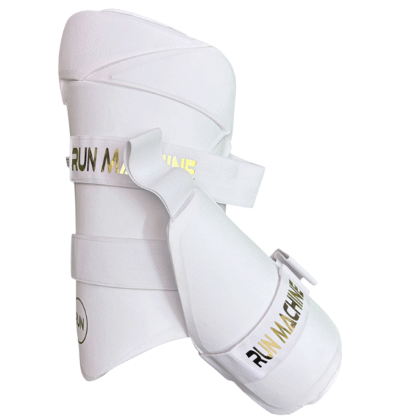 AA-2-IMG_1666 Run Machine Cricket Thigh Guard | White | Black -Premium Lightweight Batting Protection